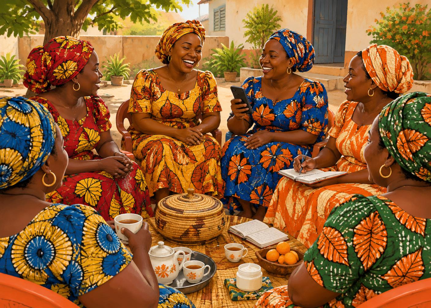 A savings circle contributing together